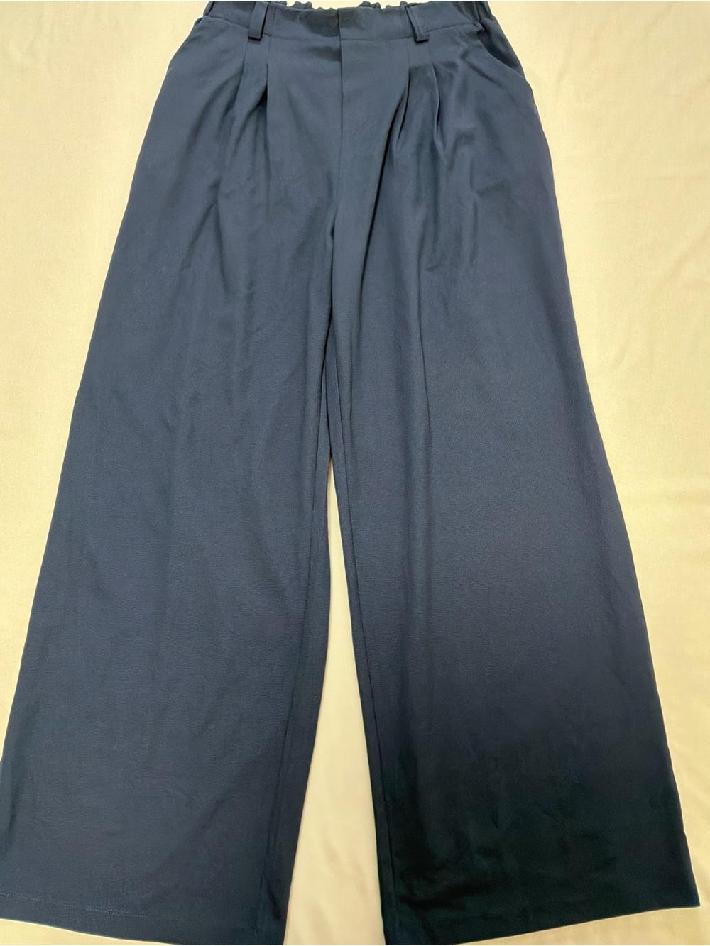 HALARA Navy Wide-Leg Pull-On Trousers